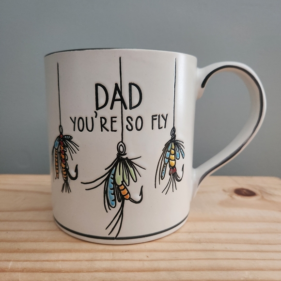 "Dad You're So Fly" Fishing Angler Fly Fishing Ceramic Mug NWT - Picture 1 of 12